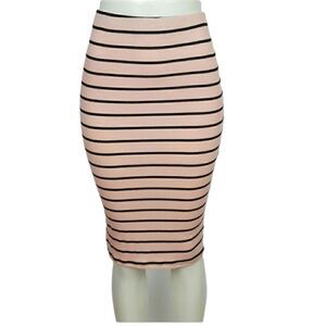 Women's  Striped Pencil Skirt Pink- Black